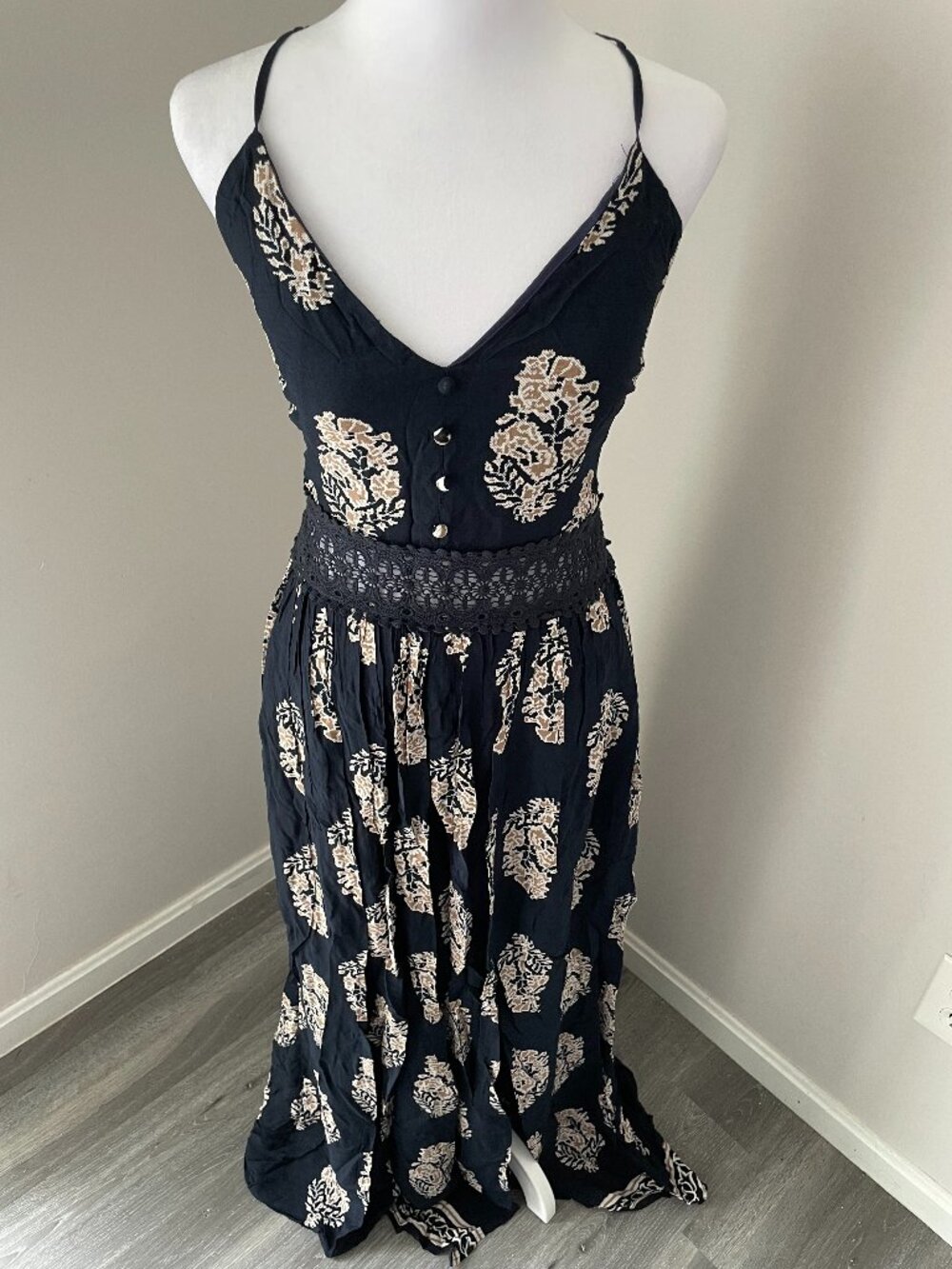 Navy Patterned Maxi Dress